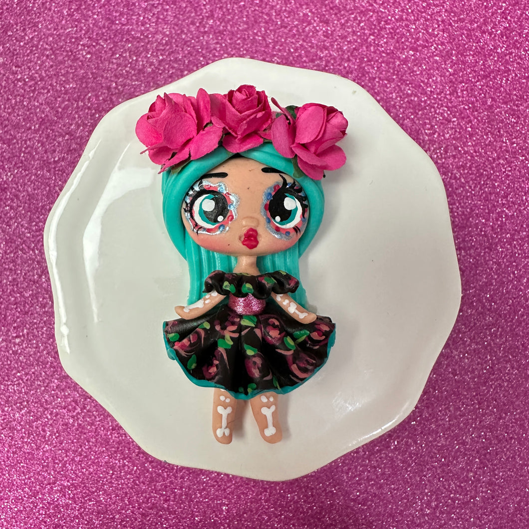 Dia de los Muertos Girl clay