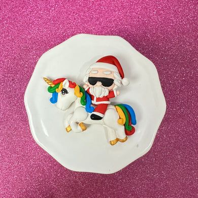 BIG EYE, Christmas clay, Santa on unicorn