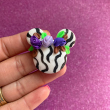 Load image into Gallery viewer, Purple zebra mouse ears clay