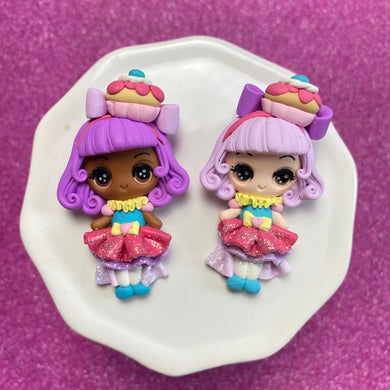 Purple hair cupcake girl clay (Choose One) MAX LIMIT 5 EACH