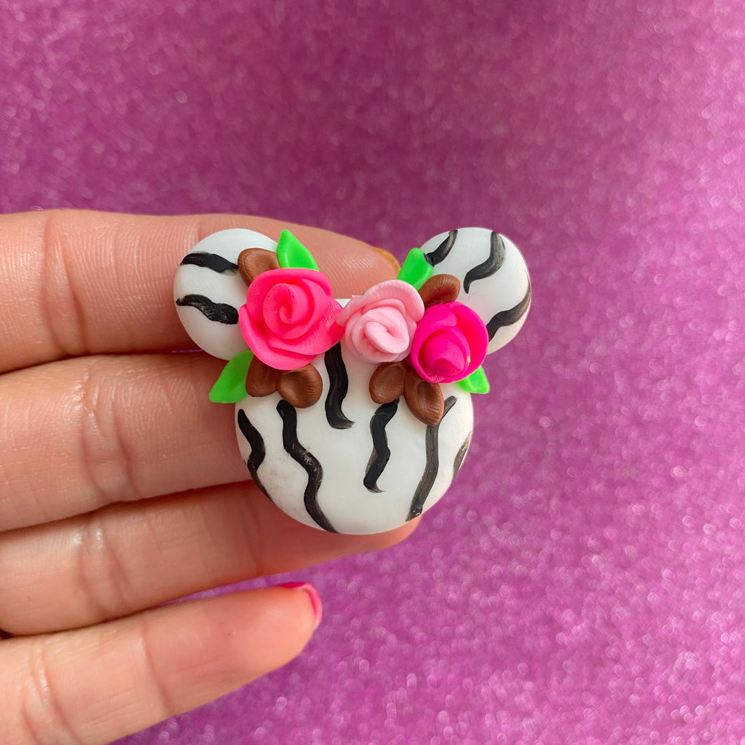 Pink zebra mouse ears clay