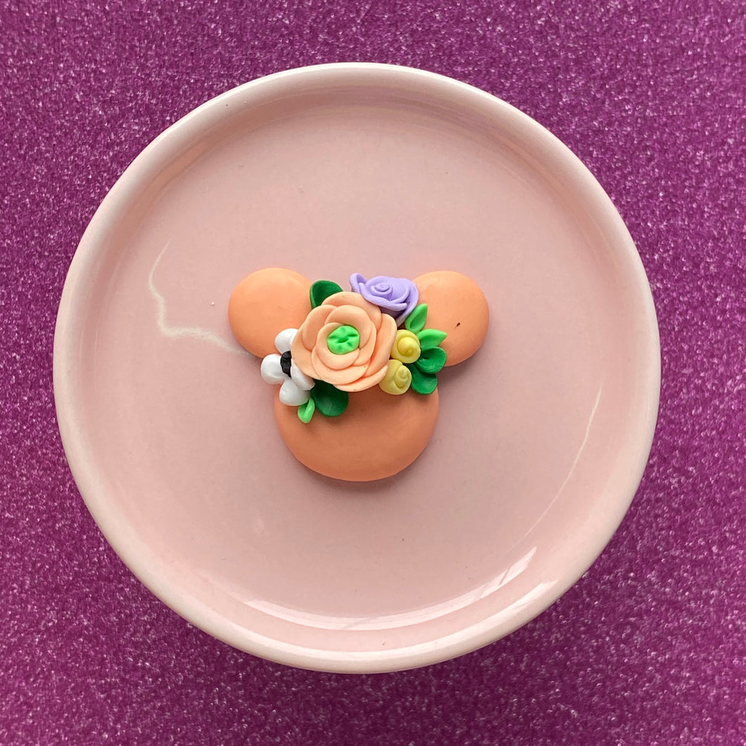 Peach Floral mouse head