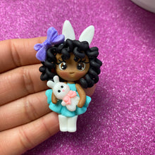 Load image into Gallery viewer, Dark Skin Easter girl CURLS clay (Choose One)