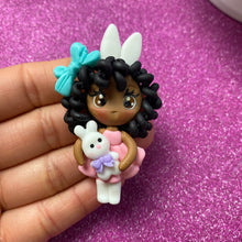 Load image into Gallery viewer, Dark Skin Easter girl CURLS clay (Choose One)