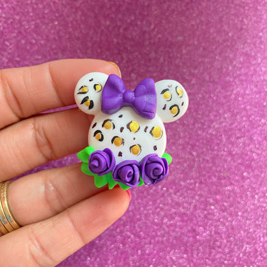 Purple leopard mouse ears clay