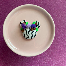 Load image into Gallery viewer, Purple zebra mouse ears clay