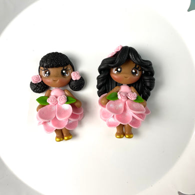 Dark Skin Pink Flower Girls (Choose One)