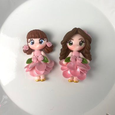 Brunette Pink Flower Girls (Choose One)