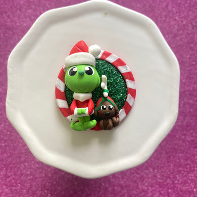 Mean one, Green grump Cameo clay, Christmas